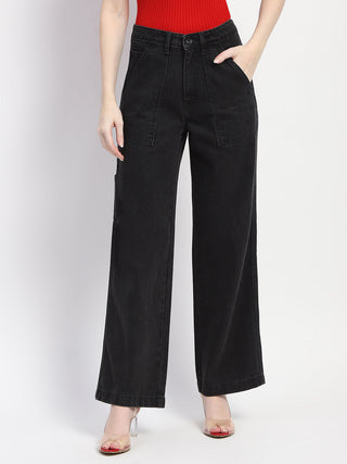 Madame Slant Pocket Flared Black Denim
