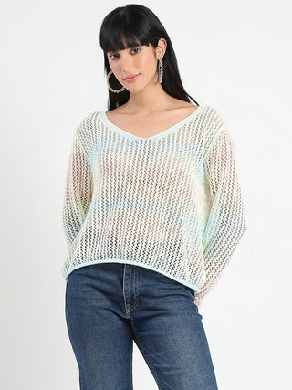 Madame Ombre Crochet Multicolor Knitted Top