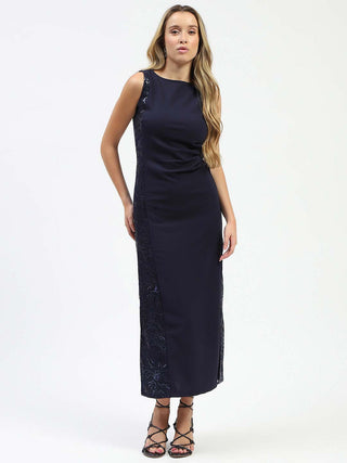 Madame Shanaya Kapoor Navy Sequin Detailing Sleeveless Dress