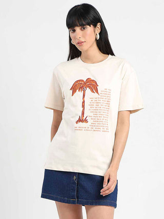 Madame Patchwork Detailed Cotton Beige Top