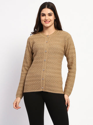 Madame Camel Cable Knit Button Down Cardigan