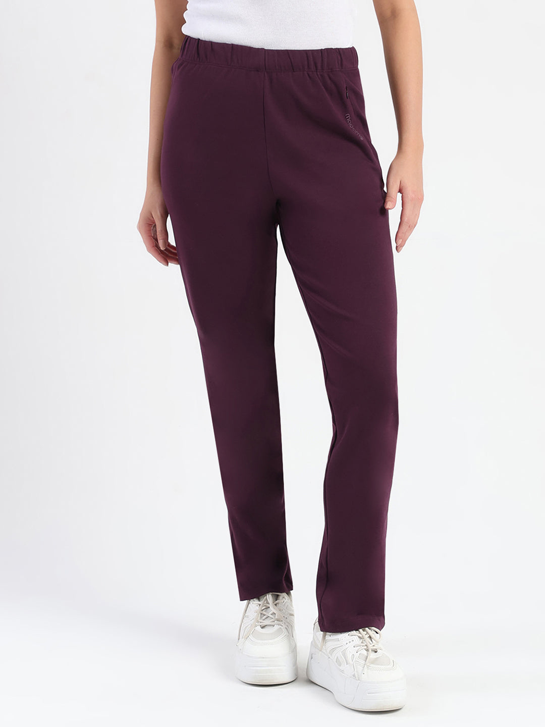 Madame Dark Purple Cotton Blend Track Bottoms color swatch