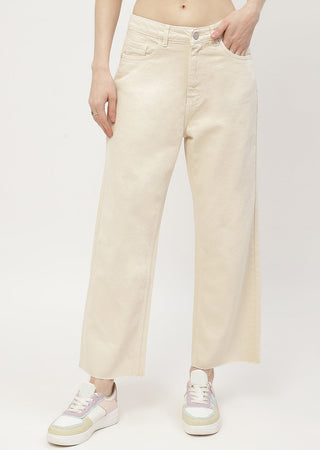 Madame Low Waist Beige Wide Leg Jeans