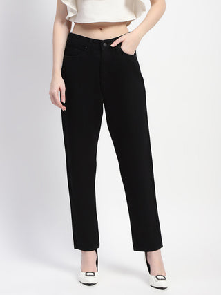 Madame Straight Fit Solid Black Denim