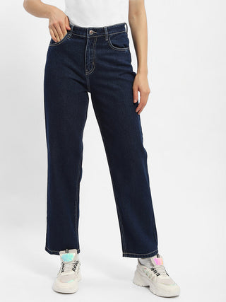Madame Solid Blue Straight Jeans
