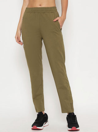 mSECRET Pleated Olive Green Straight Track Bottoms