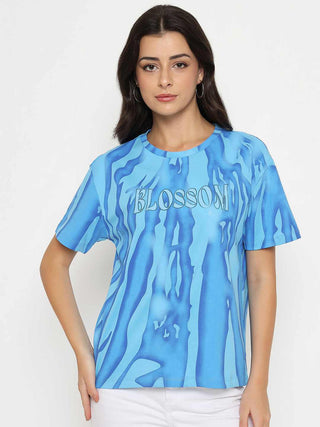Madame Typography Print Half Sleeve Air Force Cotton T-shirt