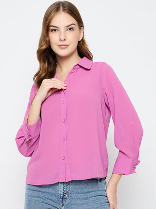 Madame Solid Fucshia Pink Shirt
