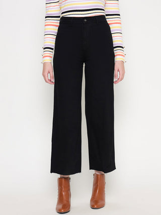 Madame Black Wide Leg Cotton Blend Denim
