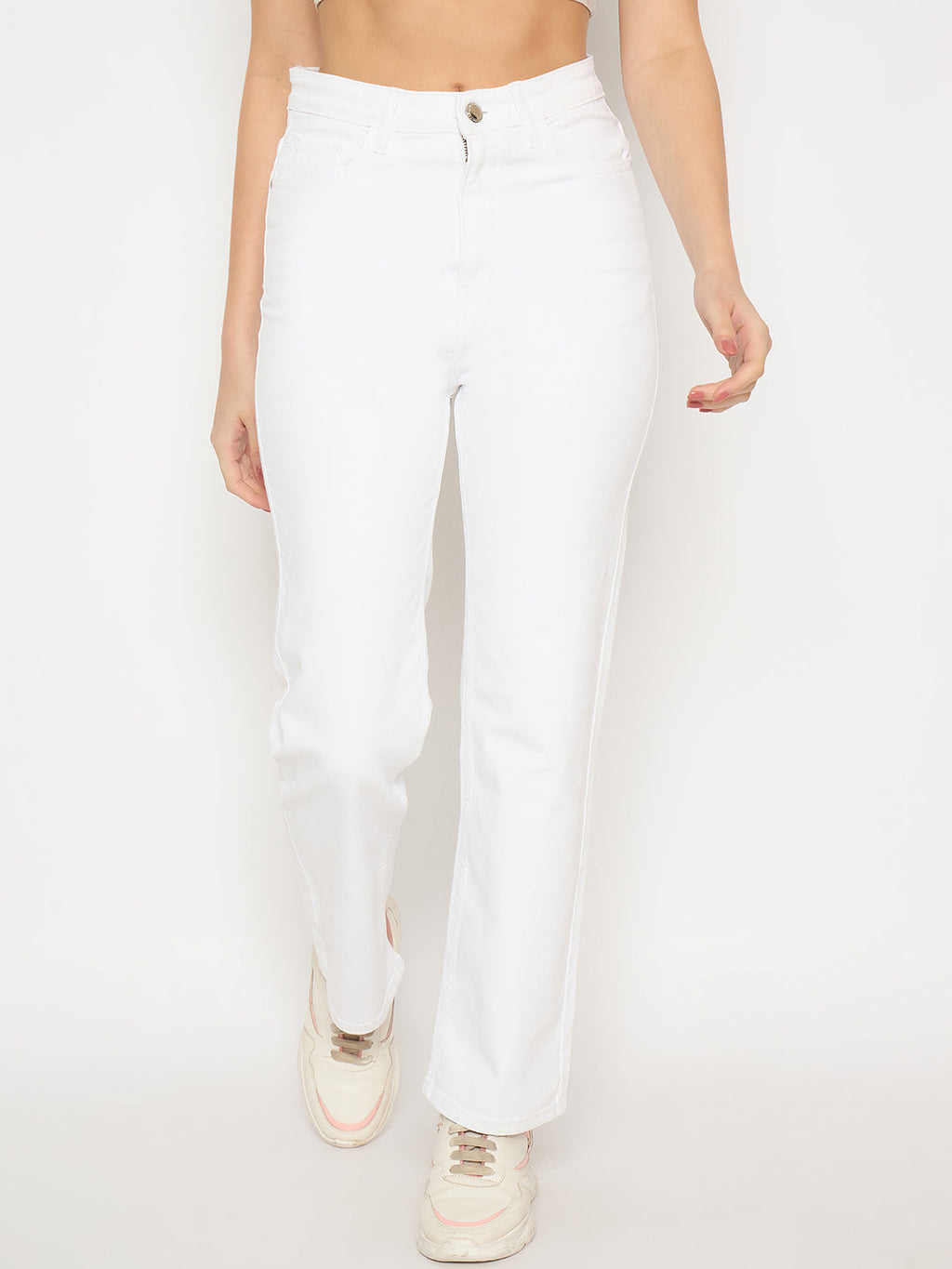 Madame White Straight Fit Denim Jeans