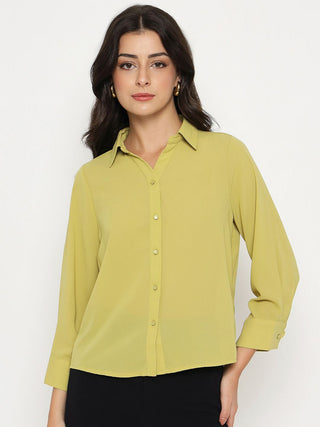 Madame Solid Cyber Lime Full Sleeve Shirt