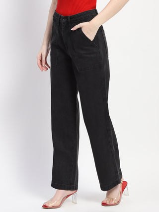 Madame Slant Pocket Flared Black Denim