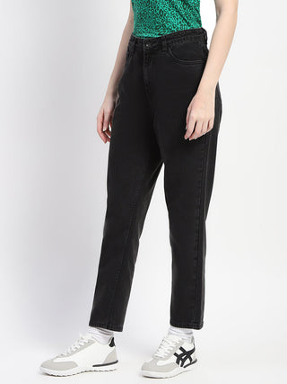 Madame Cotton Solid Black Straight Denim
