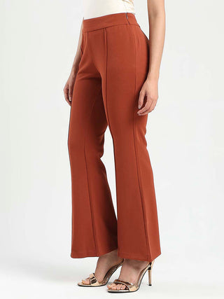 Madame Front Seam Detail Rust Red Wide Leg Trousers