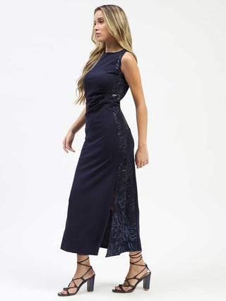 Madame Shanaya Kapoor Navy Sequin Detailing Sleeveless Dress