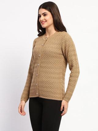 Madame Camel Cable Knit Button Down Cardigan
