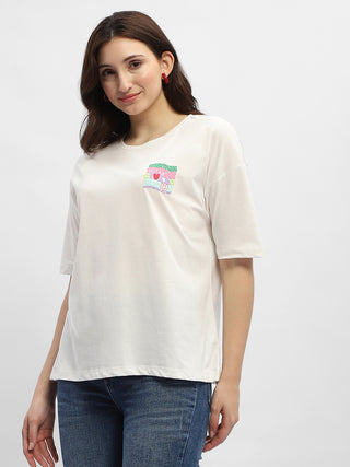 Madame Typography White Cotton T-Shirt