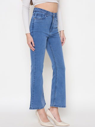 Madame Cotton Blend Flared Fit Mid Blue Jeans