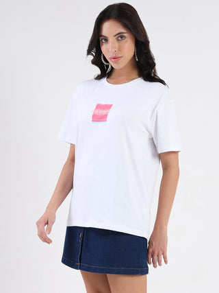 Madame Front Graphic Print Half Sleeve White Sinker T-shirt