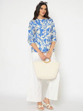 Madame Wide Leg White Rayon Blend Trousers