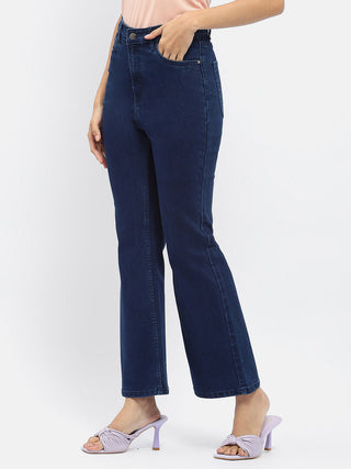 Madame Solid Blue Flared Jeans