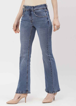 Madame Cut Seam Dark Blue Flared Jeans
