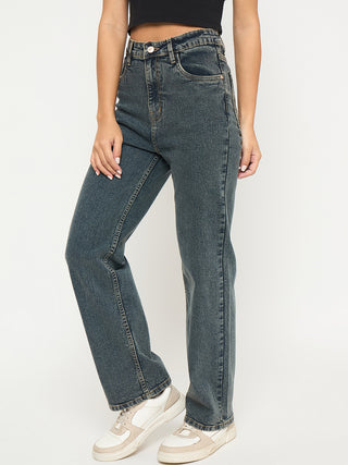 Madame Acid Wash Tinted Yellow Cotton Blend Jeans