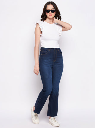 Madame Dark Blue Mid-Rise Boot -Cut Jean