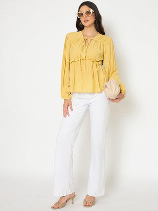 Madame Cinch Waist Yellow Peplum Top