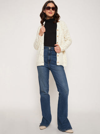 Madame Offwhite V-Neck Cardigan