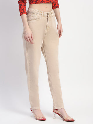 Madame Straight Fit Cotton Beige Denim