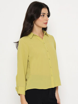 Madame Solid Cyber Lime Full Sleeve Shirt