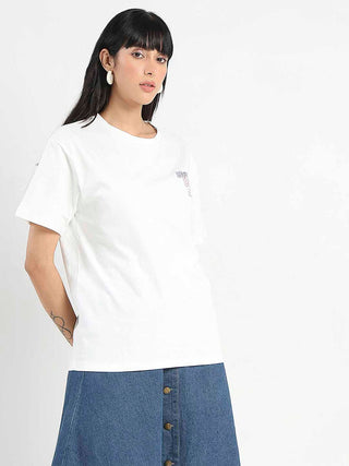 Madame Graphic Printed Round Neck White Sinker T-Shirt