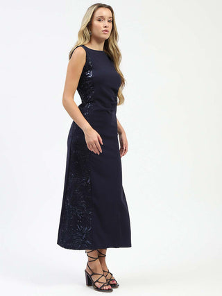 Madame Shanaya Kapoor Navy Sequin Detailing Sleeveless Dress