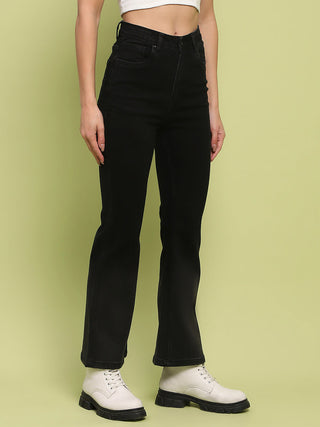 Madame Cotton Blend Black Flared Denim Jeans