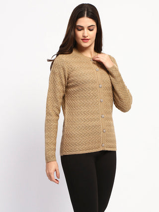 Madame Camel Cable Knit Button Down Cardigan