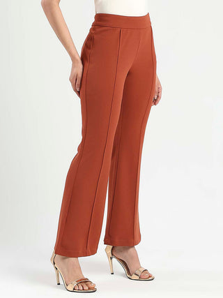 Madame Front Seam Detail Rust Red Wide Leg Trousers