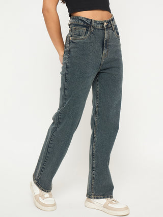 Madame Acid Wash Tinted Yellow Cotton Blend Jeans