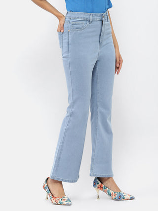 Madame Solid Light Blue Flared Jeans