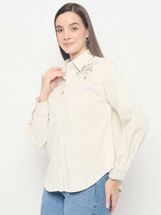 Madame Cutwork Detailed Off White Shirt