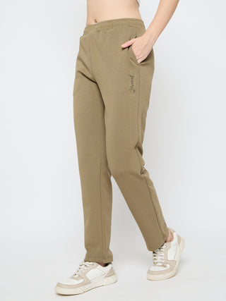 mSECRET Straight Fit Olive Green Rayon Blend Track Bottoms