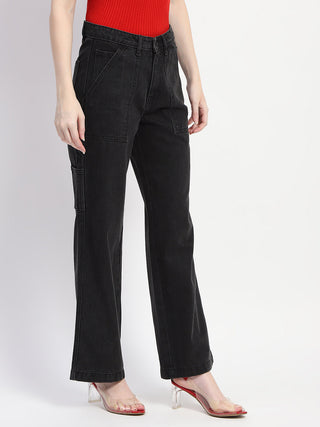 Madame Slant Pocket Flared Black Denim