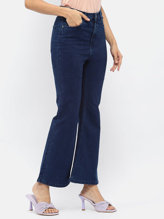 Madame Solid Blue Flared Jeans