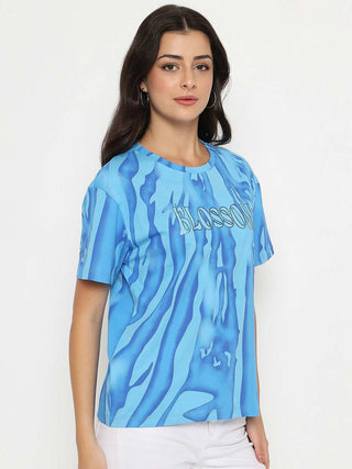 Madame Typography Print Half Sleeve Air Force Cotton T-shirt