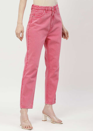 Madame Mid Rise Pink Mom Fit Jeans