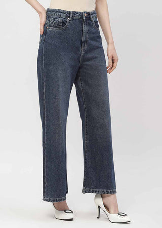 Madame Light Washed Dark Blue Wide Leg Jeans