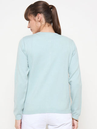 Madame Crew Neck Button Down Mint Green Cardigan