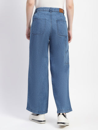 Madame Slant Pocket Flared Mid Blue Denim