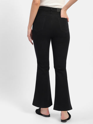 Madame Solid Black Flared Jeans