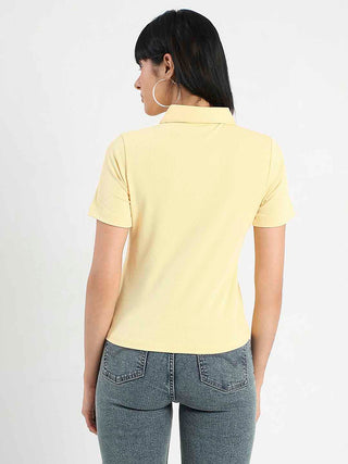 Madame Solid Yellow Polo Pique T-Shirt